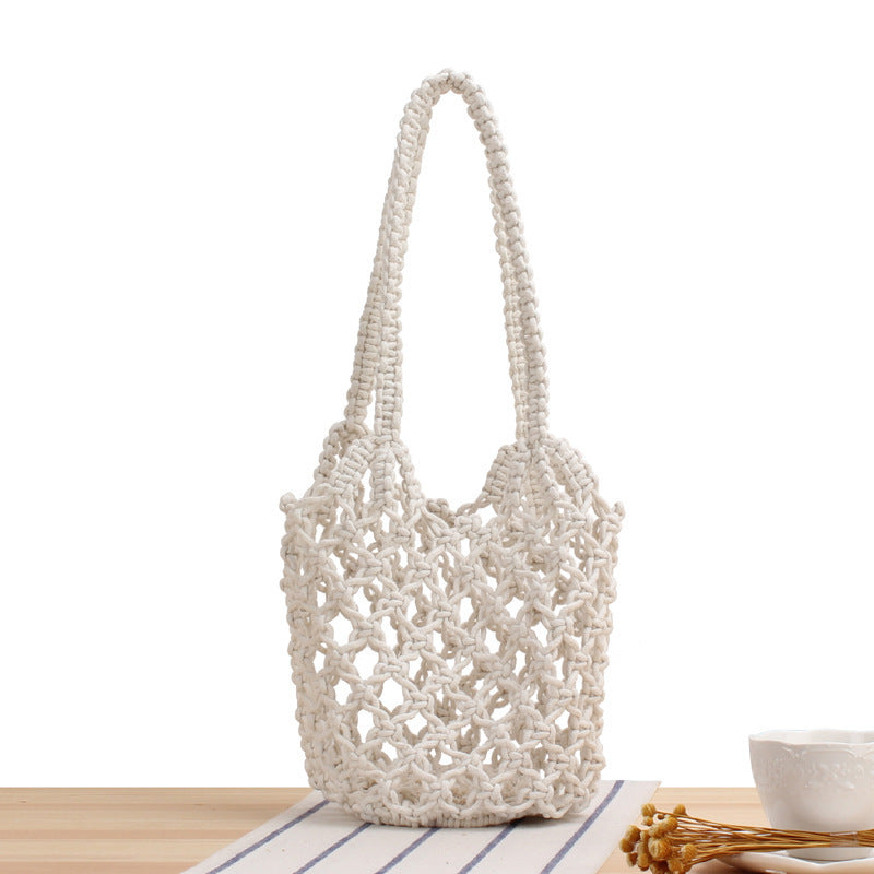 Handbag Made of Hand-Knotted Natural Material with Airy Structure Kalsten