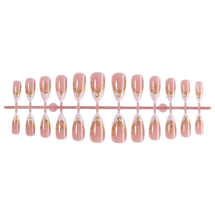 Artificial nail set with elegant gold accents and transparent design Kalsten