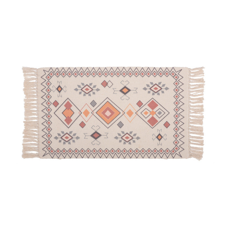 Decorative runner for dining table and console in Boho-Mandala design with fringes Kalsten