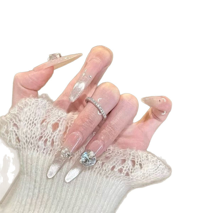 Glamorous Crystal-Embellished Press-On Nails Kalsten