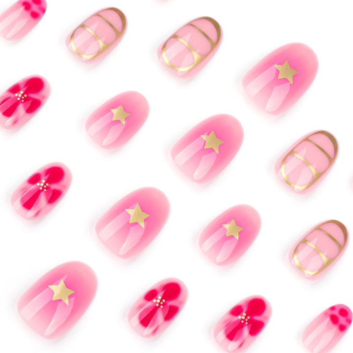 Artful Nail Art with Floral Design and Glitter Elements Kalsten