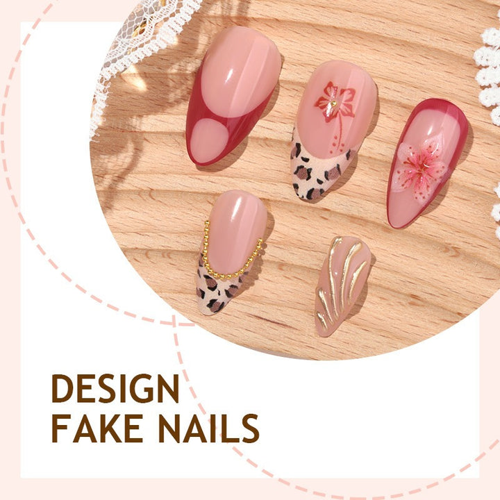 Art nail set with luxurious floral 3D decorations Kalsten