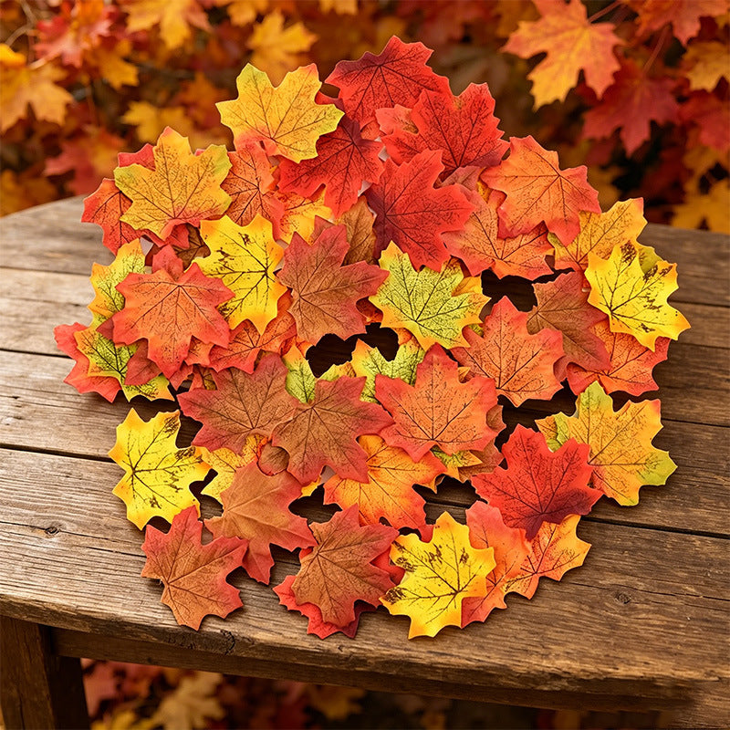 Artificial maple leaves table decoration made of flexible PU for autumn arrangements