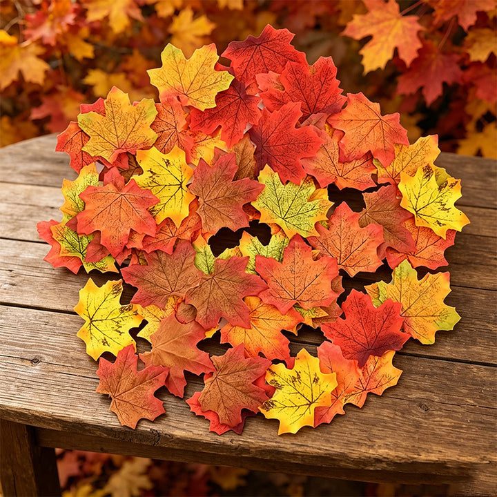 Artificial maple leaves table decoration made of flexible PU for autumn arrangements