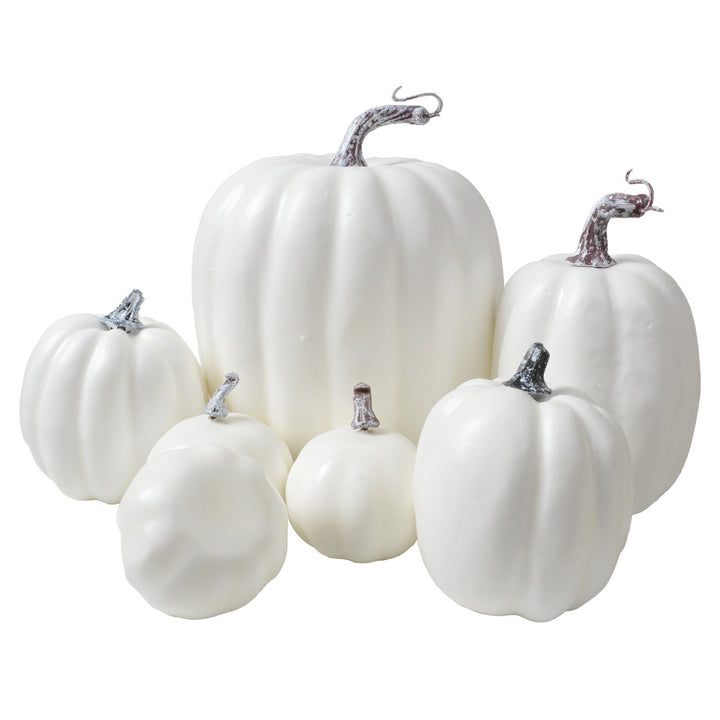 Realistic art pumpkin decoration set in varying sizes with removable stems
