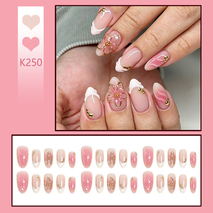 Nail set with elegant floral and glitter elements Kalsten