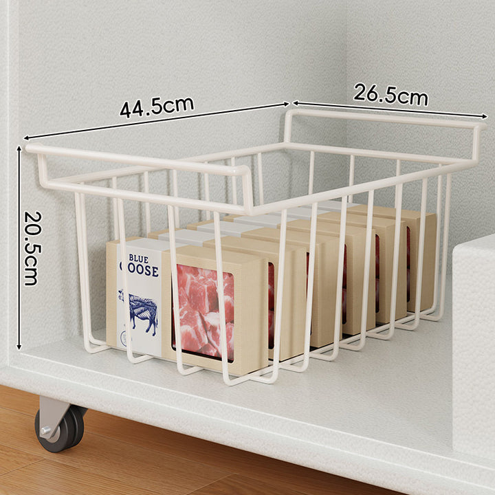Slide-Out Wire Freezer & Fridge Food Storage Basket with Raised Handle and Ventilated Base