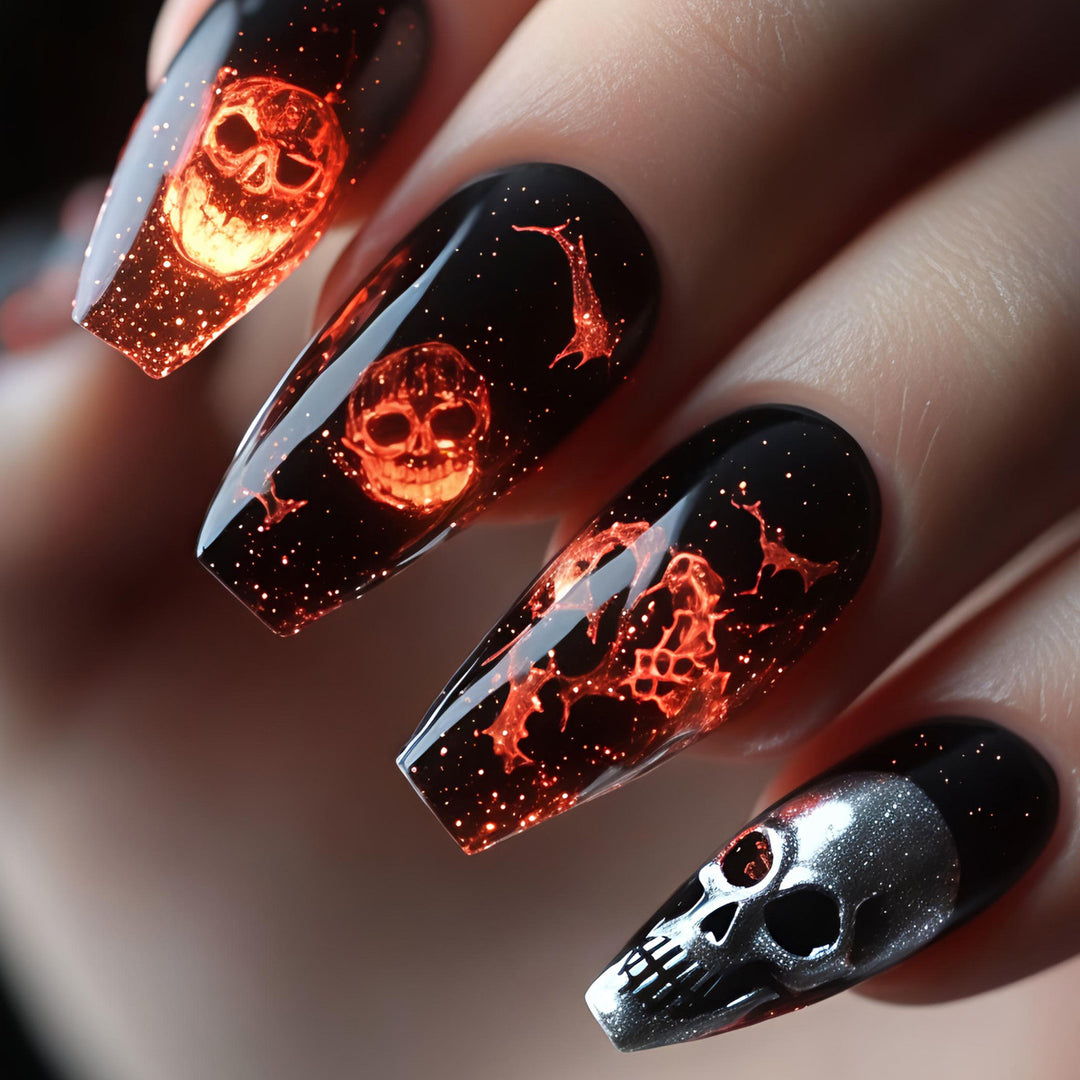 Creative acrylic nails with skull design Kalsten