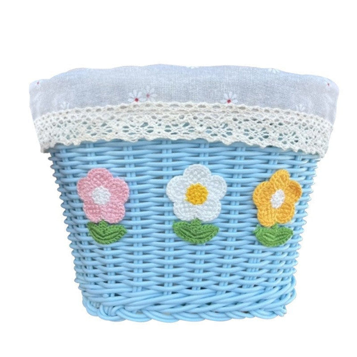 Floral Embroidered Woven Storage Basket Kalsten