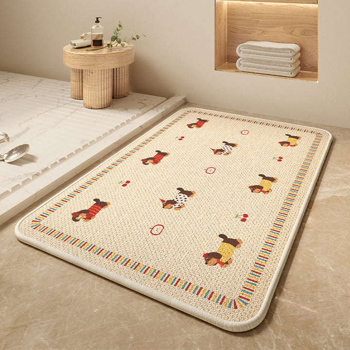Cartoon Dog-Themed Bath Mat Kalsten