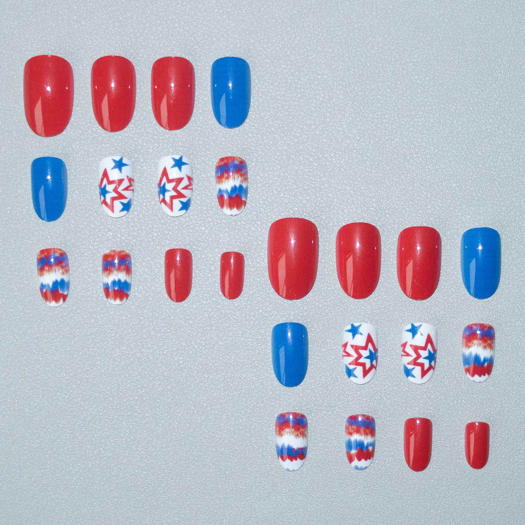 Patriotic Star and Stripe Nail Art