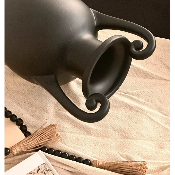 Elegant Decorative Matte Black Ceramic Vase