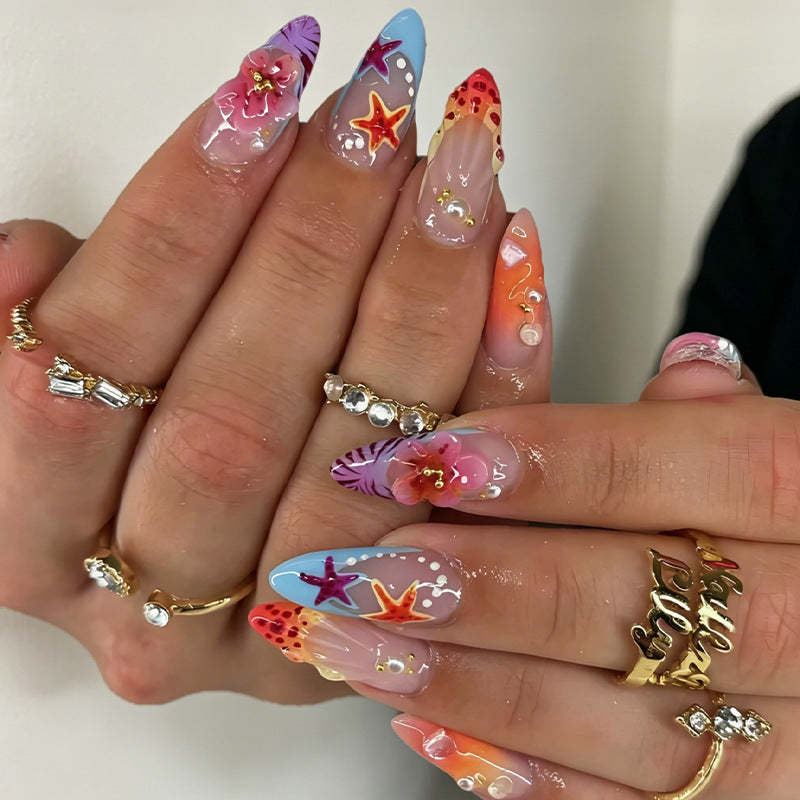 Elegant artificial nails with floral designs Kalsten