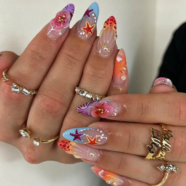 Elegant artificial nails with floral designs Kalsten