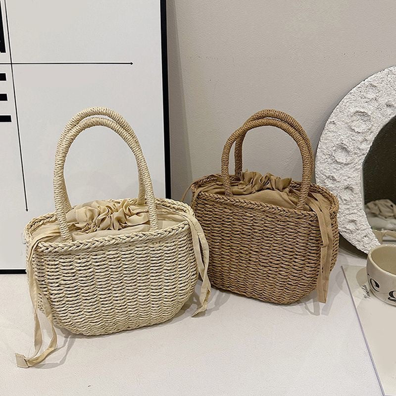 Handwoven basket bag with elegant bow Kalsten
