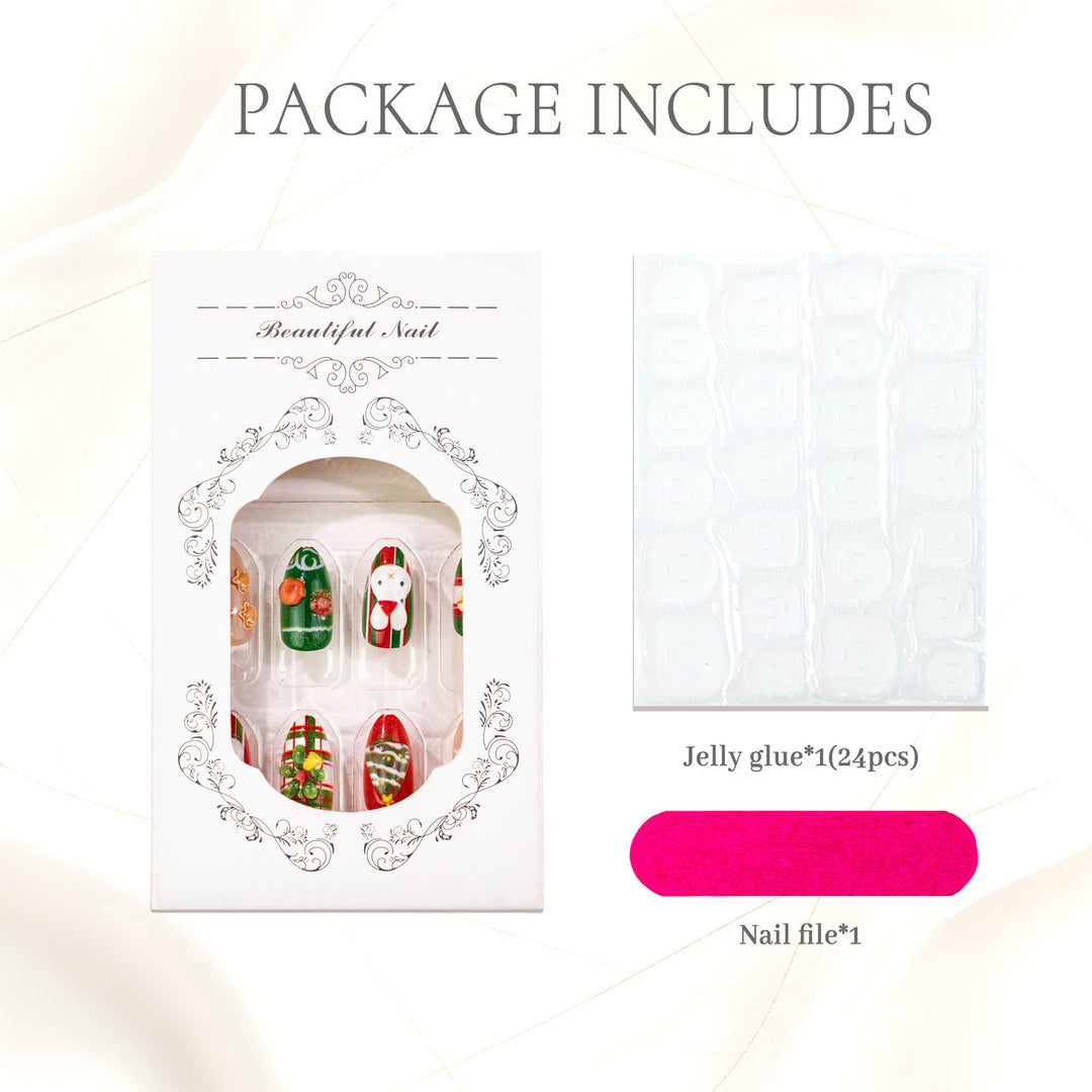Festive Holiday-Themed Press-On Nail Set