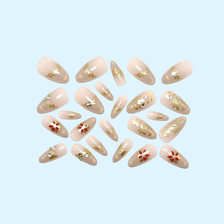 Elegant artificial nails with sparkling floral decorations Kalsten