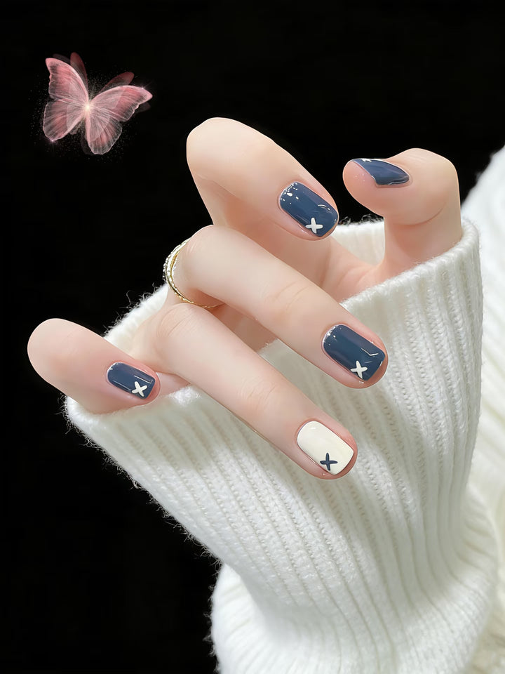 Artistic Nail Art Set with Unique Geometric Patterns