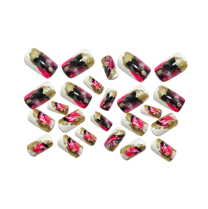 Artificial Nails in Luxurious Marble Design with Colored Accents Kalsten