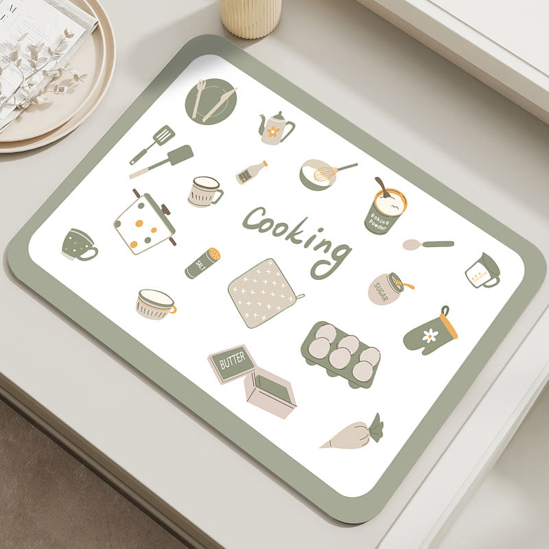Decorative Soft Floral Patterned Kitchen Mat