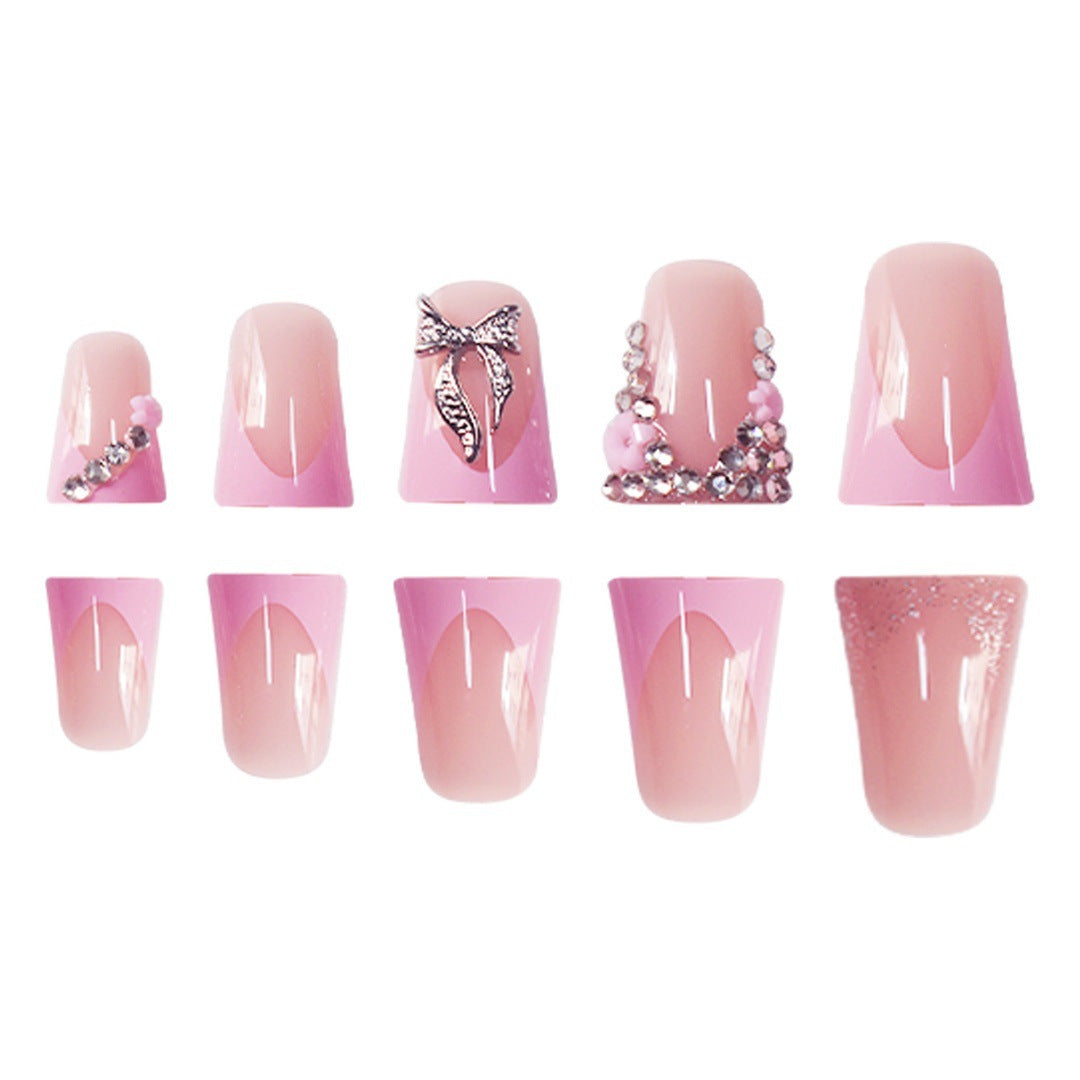 Elegant Floral Rhinestone Press-On Nails Kalsten