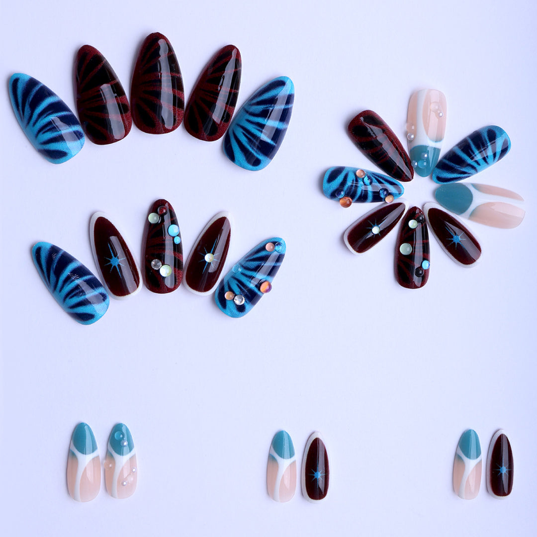 Artificial nails with elaborate 3D applications and colorful designs Kalsten