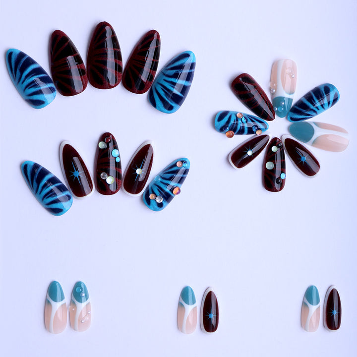 Artificial nails with elaborate 3D applications and colorful designs Kalsten