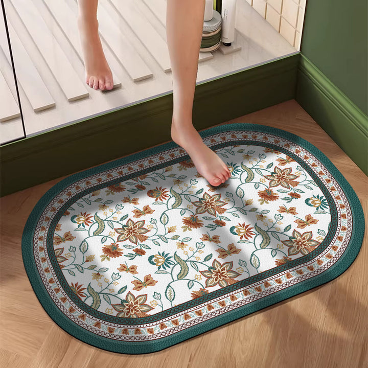 Floral Patterned Oval Area Mat