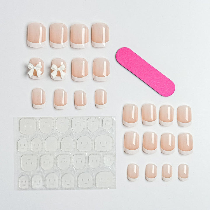 Nail Art Fake Nails Set with Elegant Bow Accents Kalsten