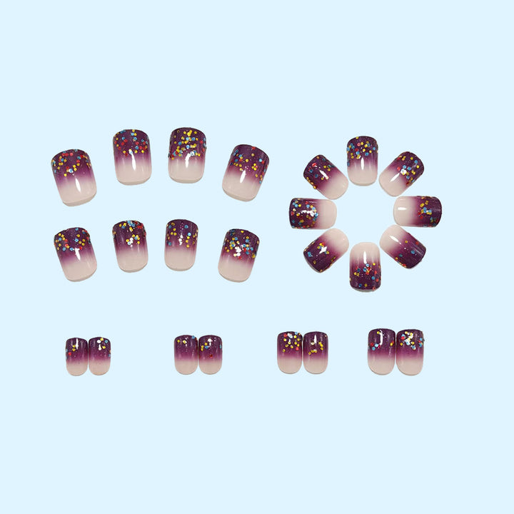 Artificial nails with glitter gradient and colorful accent Kalsten