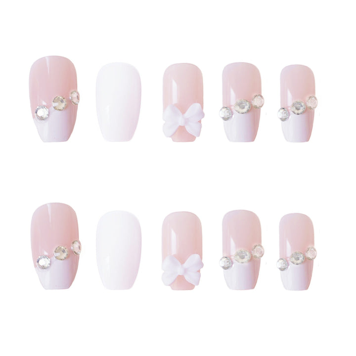 Elegant Press-On Nail Set with Decorative Floral Accents