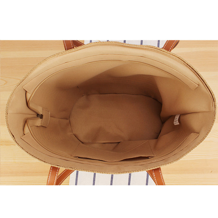 Straw bag in modern stripe look Kalsten