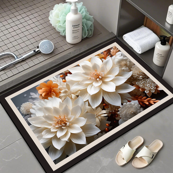 Floral Patterned Memory Foam Bath Mat Kalsten