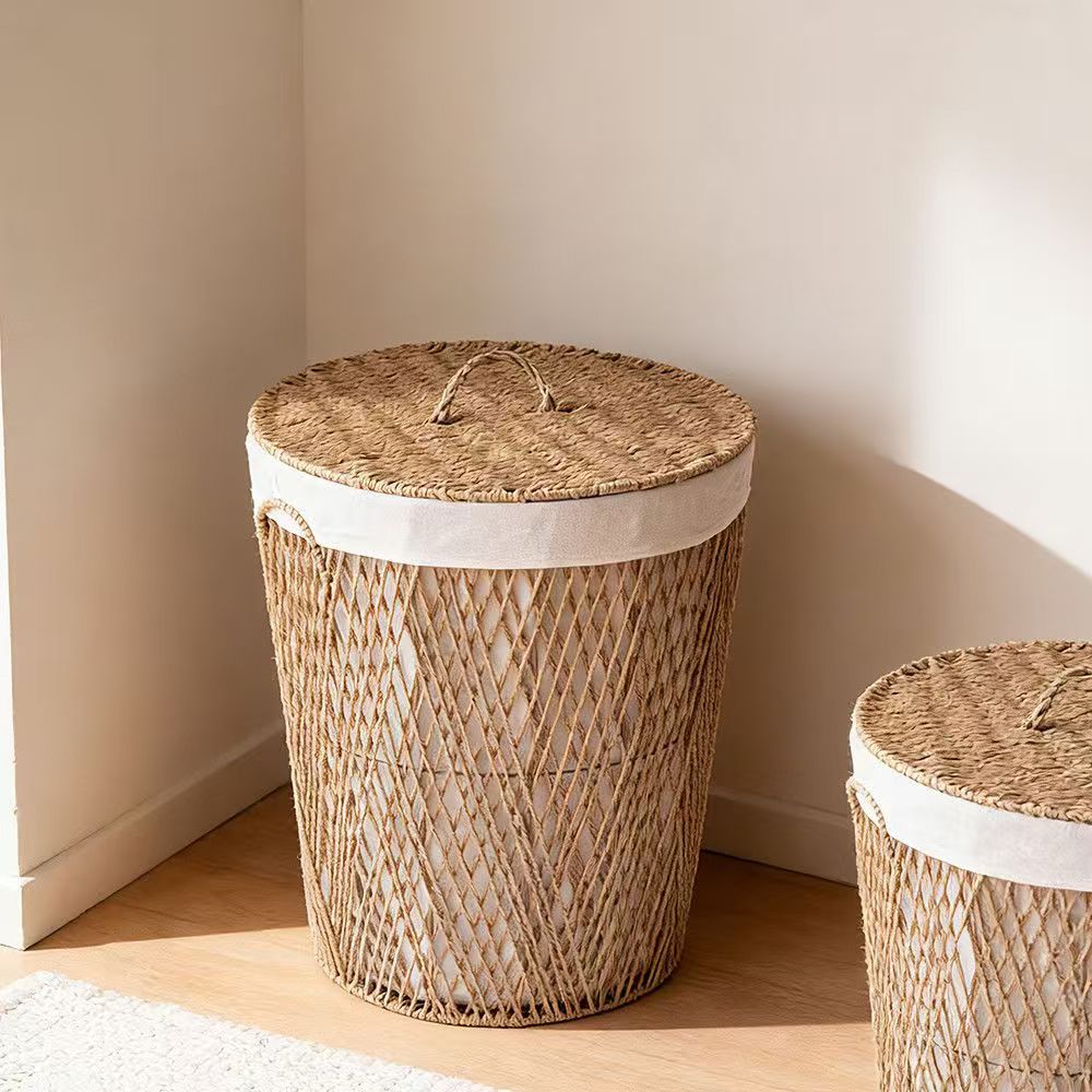 Natural fiber laundry basket with lid Kalsten