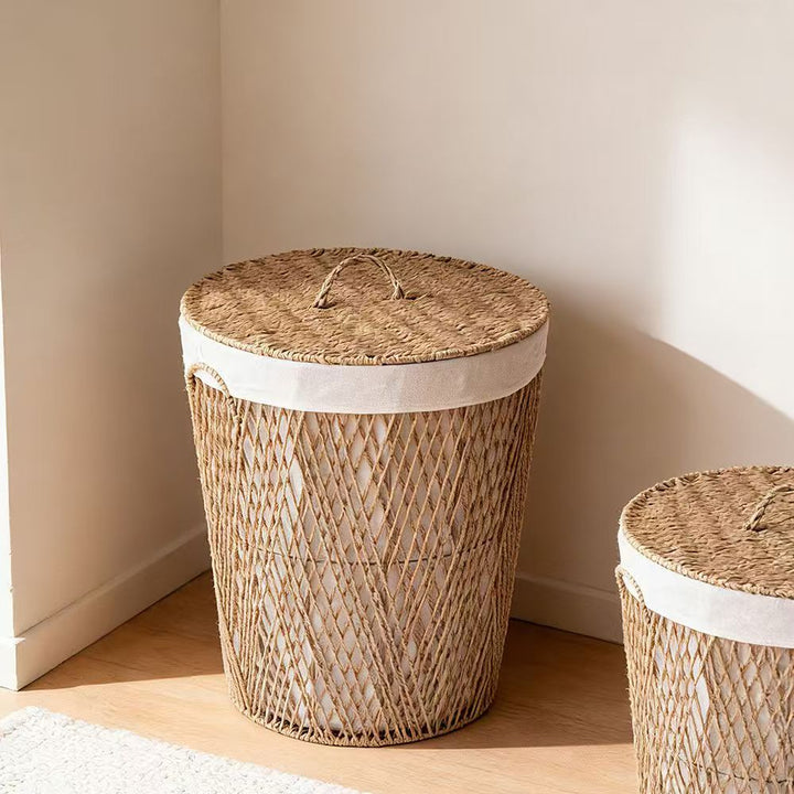 Natural fiber laundry basket with lid Kalsten