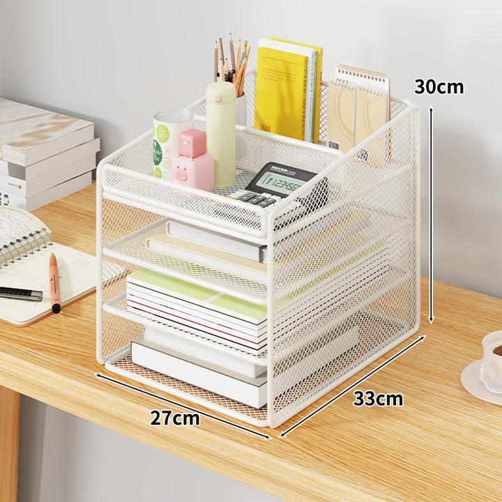 Mesh Two-Tier Desktop Document and Stationery Organizer