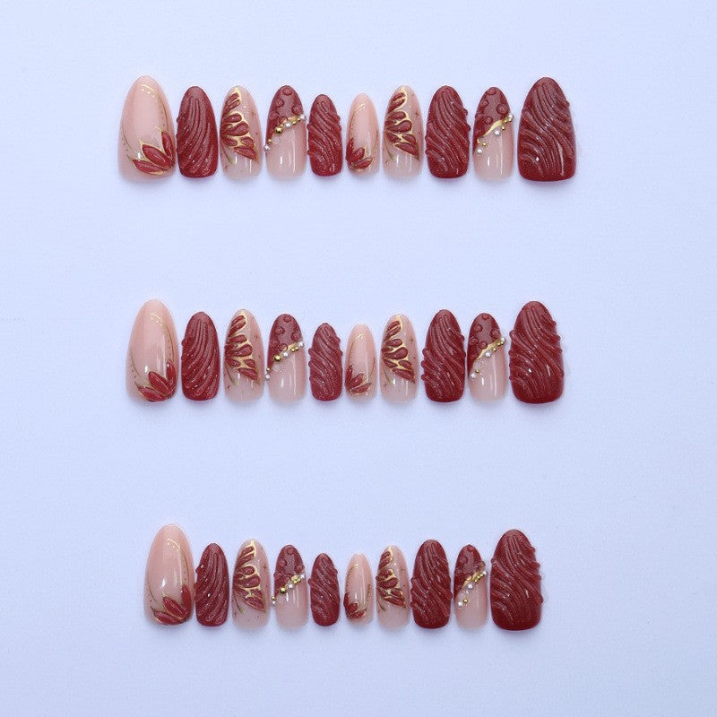 Premium Artistic Floral Press-On Nail Set Kalsten