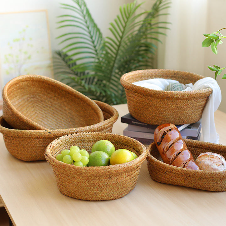 Unisex Oval Storage Basket made of Woven Natural Material Kalsten