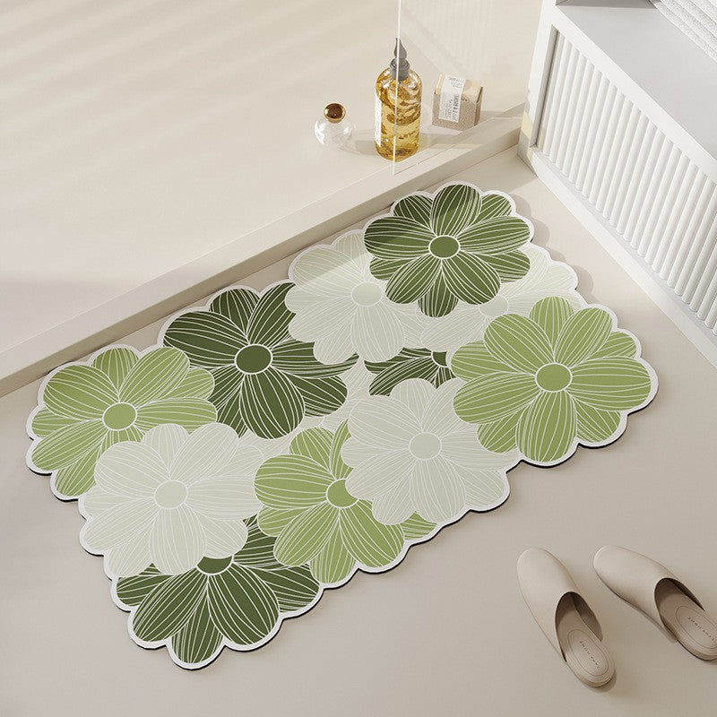 Decorative Floral Pattern Bathroom Mat
