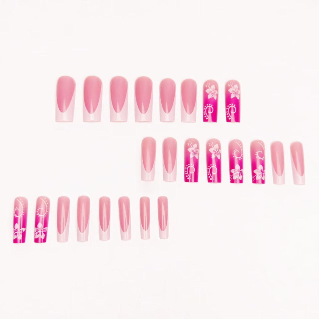 Artificial nails with floral accents and shine Kalsten