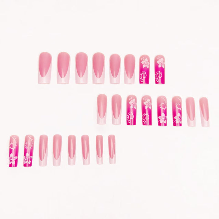 Artificial nails with floral accents and shine Kalsten
