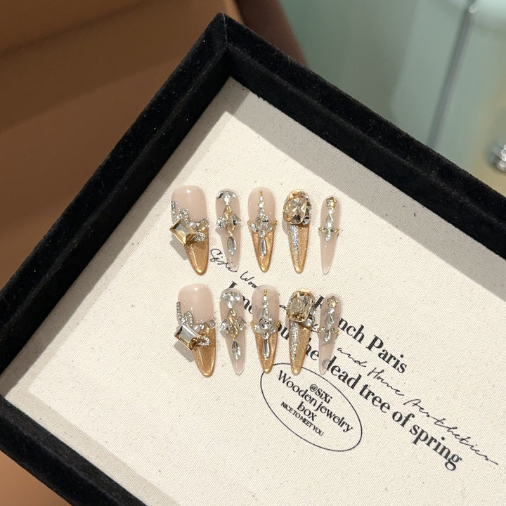 Glamorous Rhinestone-Accented Press-On Nail Kit