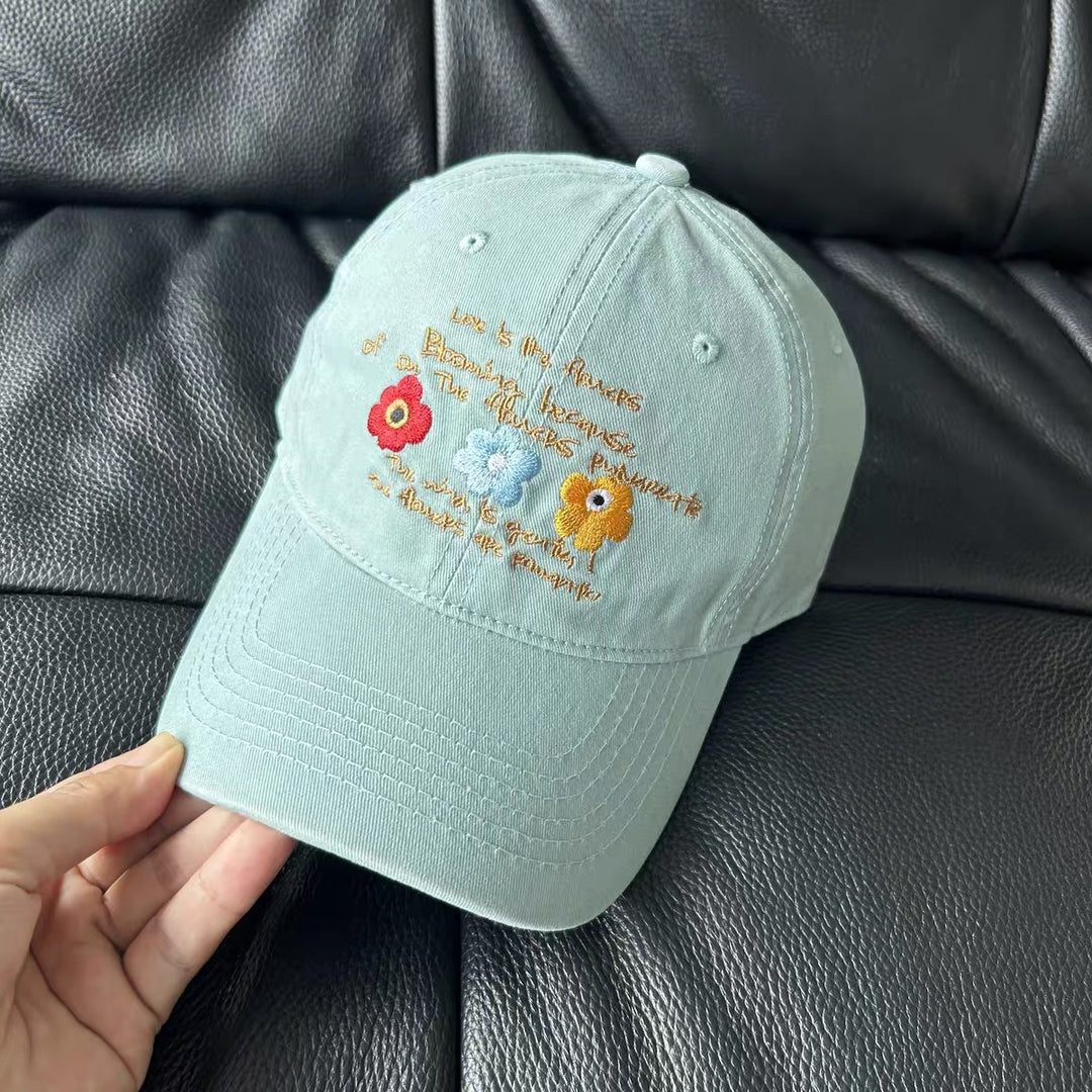 Embroidered Floral Sun Cap