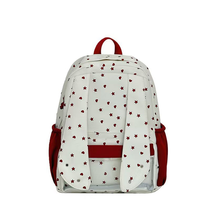 Backpack with Loving Bunny Design and Transparent Compartments Kalsten