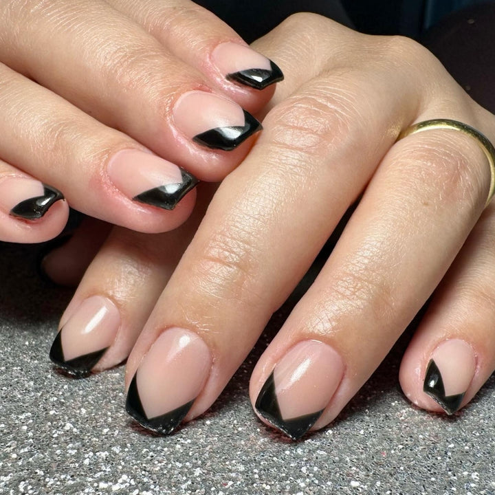 Elegant Black French Tip Press-On Nails Kalsten