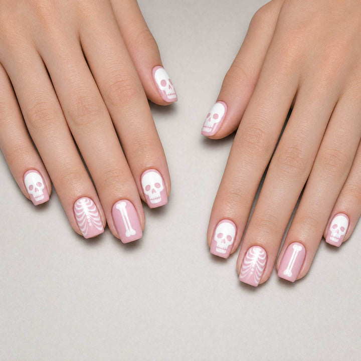 Artistic Skull-Themed Nail Art Design