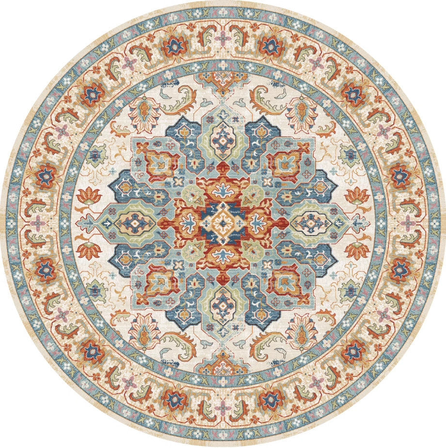 Round Vintage Floral Area Rug