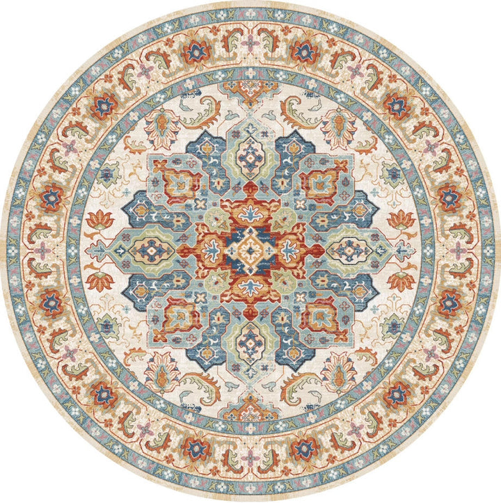 Round Vintage Floral Area Rug