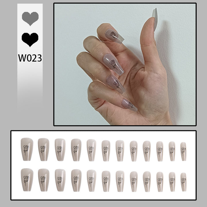 Artful Nail Tips with Rose Pattern Kalsten