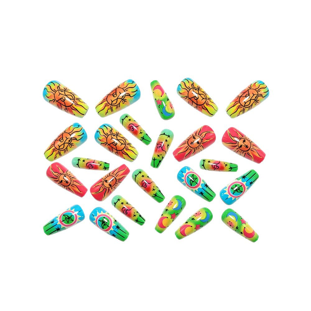 Creative neon-themed art nails with fantastic patterns Kalsten